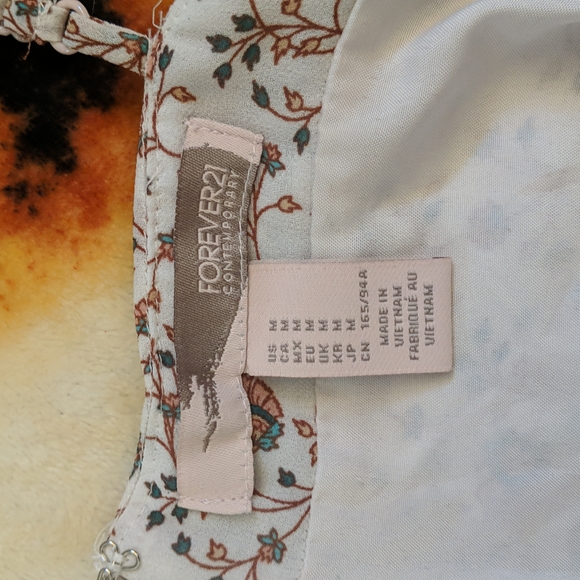 Forever 21 spaghetti strap dress, medium, white with flowers - Picture 3 of 3